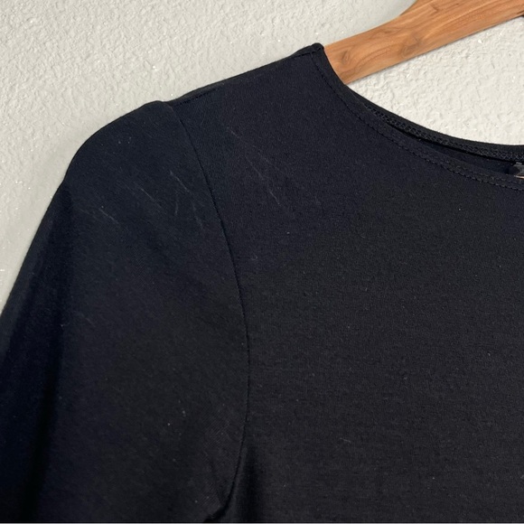 Reformation Black Minimalist Soft Jersey knit Short-sleeve Midi A-Line Dress - Picture 9 of 13